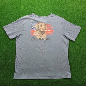 Magellan Tshirt Mens‎ XL Blue Short Sleeve USA Flag Labrador Dog Patriotic